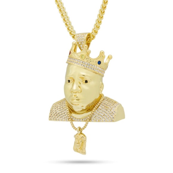 14K Gold plated King Ice Biggie Smalls Chain - Notorious B.I.G. Bling Necklace - Picture 5 of 10